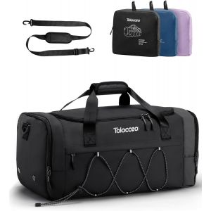Sac De Sport Pliable 35L Ultra Léger ¿ Sac De Gym Résistant À L'Eau Avec Compartiment Pour Chaussures Et Séparation Sèche/Mouillé,Idéal Pour Hommes Et Femmes,Fitness,Voyage,Weekend(Noir) - Neuf
