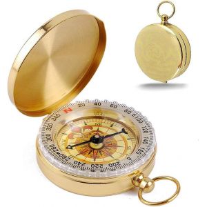 Boussole De Randonnée Vintage Avec Fonction Lumineuse, Boussole De Poche Portable Et Étanche Pour Camping, Course D'orientation, Randonnée, Marche Et Collection - Neuf
