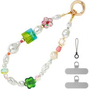 Colorful Crystal Beads Bracelet With Phone Charm, Detachable Anti-Drop Wrist Strap Anti-Theft Elegant Phone Bracelet For Women Girls Gift - Neuf