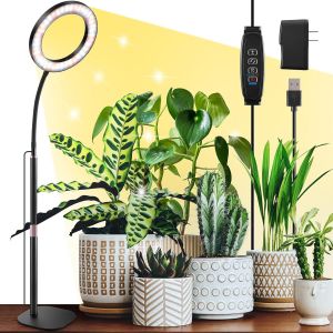KALANKA-Lampe de Croissance pour Plante à Spectre Complet, Flexible à 360° avec Bras Ajustable, Hauteur Réglable de 30 à 63 cm, Minuterie Automatique 3/9/12H, Parfaite pour la Culture des Plantes d'I - Neuf
