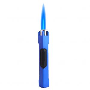 HJLIAN Briquet de camping portable a flamme bleue rechargeable au butane pour barbecue (bleu) - Neuf