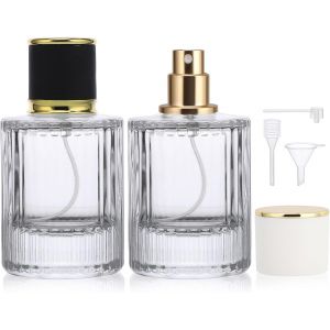 Vaporisateur Parfum Voyage,2 Pi&egrave;ces 50ml Atomiseur Parfum en Verre,Rechargeable et Portable,pour la F&ecirc;te,Travail,Cadeaux - Neuf