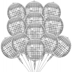 CAUC-12 PCS Disco Ballons, Ballons Disco en Aluminium, 22Inch ballons Aluminium 4D, Ballon Boule a Facette, D&eacute;coration de F&ecirc;te disco pour D&eacute;corations de F&ecirc;te des Ann&eacute;es 60,70, 80 et 90 - Neuf