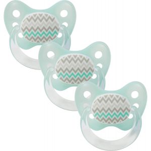 Set De 3 T&eacute;tines Orthodontiques En Silicone-Taille 3,D&egrave;s 14 Mois-La Sucette Pour B&eacute;b&eacute; &Eacute;vite Le D&eacute;salignement Des Dents-Fabriqu&eacute; En Allemagne-Sans Bpa -Motif Vagues,Menthe - Neuf
