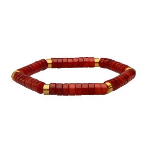 Bracelet Chakra Perles Heishi Agate Rouge - Neuf
