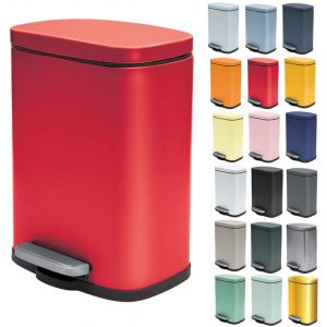 - Poubelle De Salle De Bain &Agrave; P&eacute;dale Akira - Acier Inoxydable Haut De Gamme - Fermeture Silencieuse Easy-Close - Rouge Mat - 5L - Neuf