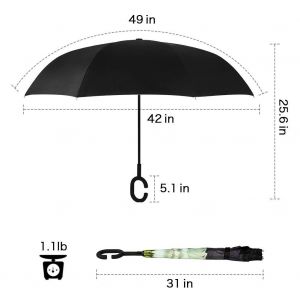 Parapluie Autoportant Coupe-Vent A Double Couche, Pliable Et Inverse, Avec Poignee En C (Gardenia) - Neuf