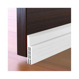 Calfeutrage pour bas de porte, coupe-froid en silicone souple, isolation thermique et phonique, anti-bruit, anti-poussière, anti-air froid, anti-souris, fourmis, cafards, insectes (5 x 100 cm, blanc) - Neuf