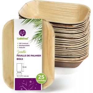 Checarzhn--No1-Bol Rectangulaires En Feuille De Palmier 19x14 Cm, Écologiques, Résistants Et Élégants Pour Barbecues, Pique-Niques, Anniversaires Et Événements. Alternative Parfaite Au Bambou - Neuf