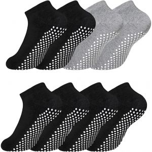 4 Paires Chaussettes Antid&eacute;rapantes Pour Femmes Et Hommes, Chaussettes Pilates En Coton, Yoga Pilates, Arts Martiaux Ballet Barre Fitness, Antid&eacute;rapantes Pour La Maison L'entra&icirc;nement Et Le Sport - Neuf