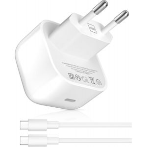 LORANKA-Chargeur Secteur USB C 40W pour iPhone 17/17 Pro/17 Pro Max/Air/16e/15,40W Chargeur USB C Rapide Prise et Cable Type C 1m pour Galaxy A17 A16 A06 A56 A36 A26 Pixel 9a 10,Power Adaptateur Fast - Neuf