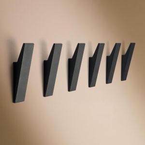 SUBZONAL-Design Hambourg pat&egrave;re en aluminium avec fixation cach&eacute;e | Crochet mural moderne pour vestes, serviettes, v&ecirc;tements | Montage mural crochet design minimaliste | Noir Mat | lot de 6 - Neuf