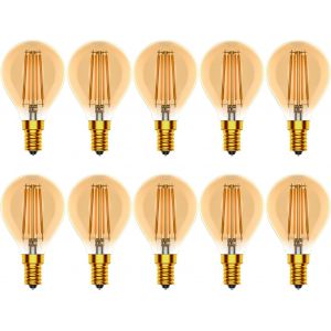 Ampoule Led E14,4w Ampoule Vintage,Dimmable G45 Filament Led Rétro,2700k Blanc Chaud,400lm Économie D'énergie Vintage Edison Lampe,Verre Ambré,10 Pièces[Amp741982] - Neuf