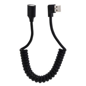 CLOUDDS-90 Degrés Usb 2.0 Mâle À Femelle Câble À Bobine Usb Câble À Ressort Usb 2.0 Câble D'Extension Usb Rétractable Câble De Transmission De Données Usb Pour Imprimantes,Caméras (Droite) - Neuf
