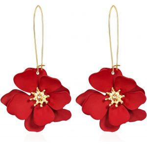 Kal-Boucle D'oreille Fleur Pour Femmes, Boucles D'oreilles Pendentif Fleur De Bohème Pétale Hypoallergénique Mode Bijoux Cadeau - Neuf