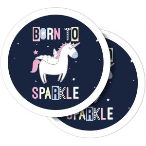 Kal-Lot De 2 Autocollants Ronds En Vinyle 10 Cm &iquest; Mignon Licorne Cheval Mythique N&eacute; &Agrave; Scintiller Pour Ordinateurs Portables, Tablettes, Bagages, Scrapbooking, R&eacute;frig&eacute;rateur #58734 - Neuf