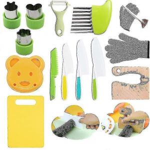 Ensemble de couteaux en bois pour enfants 13 pièces,lames non tranchantes sans danger pour les enfants pour la coupe de fruits et légumes,apprentissage de la cuisine pour tout-petits - Neuf