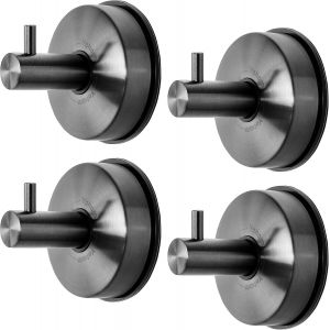 TIANYI-Crochet Mural Ventouse Salle de Bain Accroche Torchon Ventouse Porte Cuisine Serviette Ventouse Puissant Patere Ventouse Douche Crochet Manteau Ventouse INOX Bross&eacute;e 4 Pi&egrave;ces - Neuf