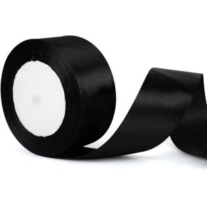 Ruban De Satin Noir &Eacute;pais De 50 Mm De Large Pour Emballage Cadeau, Noeud Pour Cheveux, G&acirc;teau, Emballage Cadeau, Bouquet, Artisanat, D&eacute;coration De Mariage - Neuf