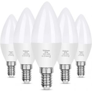 Ampoule Led E14,5pcs C37 Led E14 Bougie,&Eacute;quivalente Ampoule Incandescence40w Ampoule Halog&egrave;ne 50w,Ampoule Plastique,220-240v 5.5 W,Blanc Chaud 3000k,550lm,Non Dimmable - Neuf