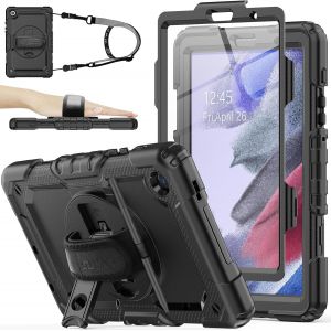 Stock Coque Pour Samsung Galaxy Tab A7 Lite 8.7'' Avec Porte-Crayon Protecteur D'écran [Dragonne Rotative À 360] Et Support,Coque Antichoc Pour Samsung Tab A7 Lite 2021 Sm-T220/T225 (Noir) - Neuf
