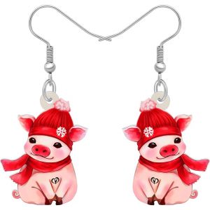 Kal-Boucles D'oreilles Acrylique Anime Cochon Rose Mignon Pendants D'oreilles Animaux Ferme Bijoux Pour Femmes Filles Enfants Cadeaux - Neuf