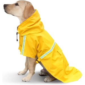 Imperméable Pour Chien Avec Capuche, Respirante, Imperméable Poncho Pour Les Chiots Avec Bande Réfléchissante (Jaune, M) - Neuf
