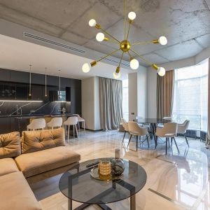 Plafonnier Vintage Doré 8-Lumières,Luminaires Intérieur,Lustre Spoutnik,Plafonnier Industriel E27 Pour Chambre,Couloir,Salle À Manger(Doré) - Neuf