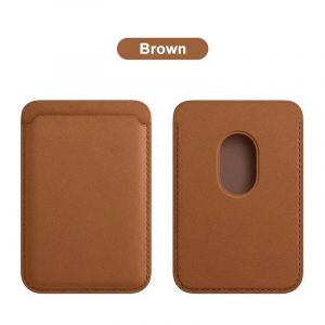 Hommes en cuir carte portefeuille femmes t&eacute;l&eacute;phone Magsafe magn&eacute;tique porte-carte de cr&eacute;dit sac &eacute;tui Macsafe portefeuille carte t&eacute;l&eacute;phone couverture sac accessoires--Brown - Neuf