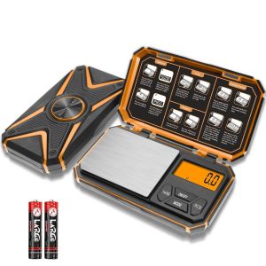 Balance De Pr&eacute;cision 1000g/0,1g - Portable Balance De Poche Num&eacute;rique Pour Bijoux, Herbes Et Poudre De Cuisine - Voyage (Pile Incluse) - Orange - Neuf