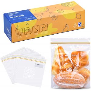Kal-25pcs Sachet Zip Transparent Sac Congelation Zip Reutilisable Sac Conservation Nourriture Sacs Sandwich Ziplock Sachet Refermable Plastique Pour Collation De Jus Légumes Soupe De Fruits Pain 20x1 - Neuf