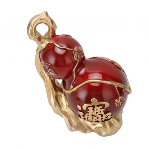 Statue de courge en resine rouge, richesse, paix, gourde chinoise Feng Shui coloree a la main avec coussin antiderapant pour salon, bureau - Neuf