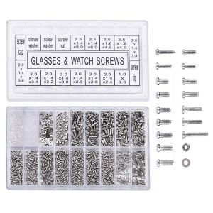Checarzhn--No1-1000pcs Micro Lunettes En Forme De Lunettes De Mini Assortiment Vis Montre Écrou Kit De Réparation Pour Vis En Acier Inoxydable - Neuf