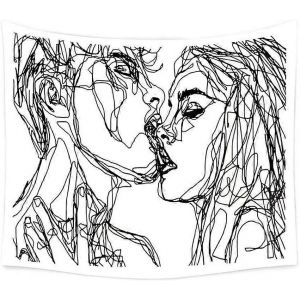 La tapisserie moderne Kiss Beach Towel Tapestry Tenture murale en polyester léger,mince et douce peut également être utilisée - Neuf
