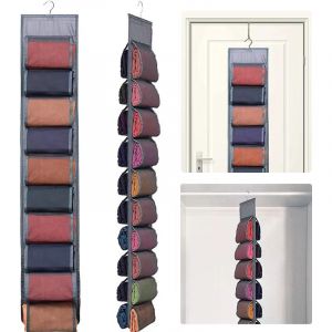 Organiseur de sac &agrave; main suspendu, lot de 2, 40 poches, anti-poussi&egrave;re, pour garde-robe, placard, syst&egrave;me de rangement peu encombrant, lavable (gris) - Neuf