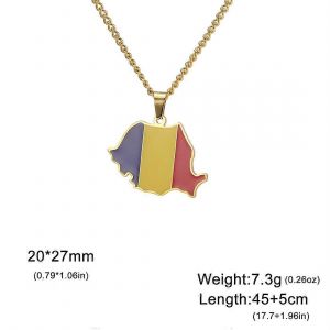 &Eacute;mail Roumanie Carte Collier Femmes Hommes Acier Inoxydable Goutte &Agrave; Goutte Huile Pays Drapeau Pendentif Bijoux Ethniques Cadeaux - Neuf