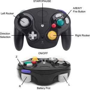 Contrôleur De Gamecube Sans Fil,Manette De Gamecube Bluetooth 2,4G Ngc Gamepad Joystick Gc Controller Game Cube Pad Jeux Avec Adaptateur Récepteur Pour Gamecube (Noir) - Neuf
