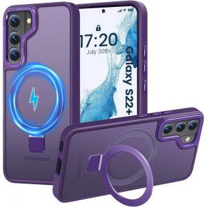 TRAHOO-Coque pour Samsung Galaxy S22 Plus, Magnétique Robuste Anneau de Support Invisible, Protection Militaire, étui Antichoc pour Samsung S22 Plus(Violet foncé) - Neuf