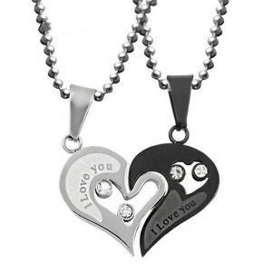 Acier Inoxydable Hommes Femmes Couple Collier Pendentif Amour Coeur Cz Puzzle Correspondance - Neuf