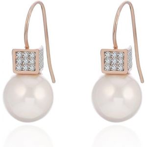 Kal-Dangle Boucle D'oreille Pour Les Femmes, Perle Boucles D'oreilles Filles Or Argent Boucles D'oreilles En Acier Inoxydable Boucle D'oreille Avec Cristal Cz - Neuf