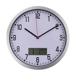 Horloge murale &eacute;lectrique &eacute;l&eacute;gante avec thermom&egrave;tre et hygrom&egrave;tre &iquest; Design campagnard int&eacute;rieur/ext&eacute;rieur, sans tic-tac, argent&eacute;e - Neuf