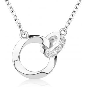 Asas-Collier Femme Argent Or Rose,Plaqué Or Double Cercles Pendentif Collier,5a Zircone Personnalisé Collier Or,Anniversaire Fête Des Mères Cadeau Pour Maman Épouse Fille Meilleure Amie Soeur - Neuf