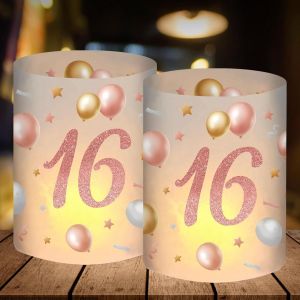 Kalanka-Lot De 12 Photophores - Décoration De Table Pour 16 Ans - Décoration D'anniversaire Pour 16 Filles Et 16 Ans - Or Rose - Convient Pour Bougies Chauffe-Plat Ou Bougies - Neuf