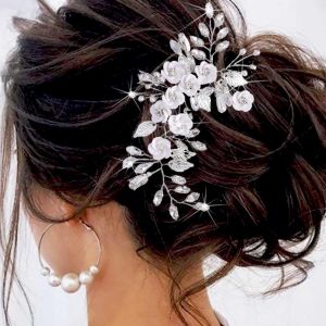 Kal-Accessoires De Cheveux De Mariage Femme Broche Cheveux Strass Mariage Accessoire Cheveux Court Mariage Pour Demoiselle D'honneur Et Femme (Argent) - Neuf