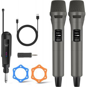 ChenQuanSarl-Microphone Sans Fil Professionnel, Système Dual Microphone 2.4 Ghz Rechargeable Avec Récepteur, Portée De 30M, Pour Karaoké, Chant, Fêtes, Soirées, Dj, Égl s, Mariages - Neuf