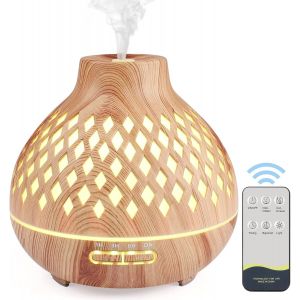 Jgd-Diffuseur D'huiles Essentielles 400ml, Diffuseur De Parfum Electrique Avec T&eacute;l&eacute;commande Humidificateur Ultrasonique Diffuseur Aromath&eacute;rapie Pour La Maison, Yoga (Bois #2) - Neuf