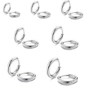 Kalhx-7 Paires Boucles D'oreilles Titane,Boucles D'oreilles Pour Femmes,Hypoallergéniques,Acier Inoxydable Chunky Hoop Earrings,Femme Homme,Pour Cadeau Femme Teen Girla - Neuf