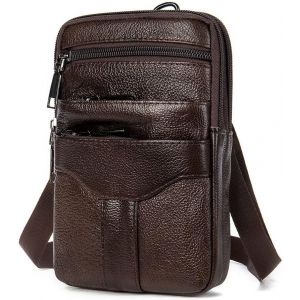 CAUC-Petit Sac Bandouli&egrave;re Homme Cuir Telephone, &Eacute;tui de Ceinture pour T&eacute;l&eacute;phone Portable, Cuir Bandouli&egrave;re Portefeuille Sac Port&eacute; &Eacute;paule Sac Messager T&eacute;l&eacute;phone Sacoche avec Boucle de Ceinture Mousqu - Neuf