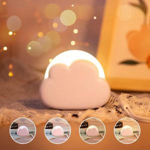 Veilleuse Enfant Nuage, Veilleuse B&eacute;b&eacute; Nomade, Avec 4 Intensit&eacute; Et Lani&egrave;re En Silicone, Veilleuse Led Rechargeable, Lampe De Chevet Pour Chambre D'enfant, Id&eacute;al Pour B&eacute;b&eacute; Et Maman(Rose) - Neuf
