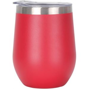Tianyi-Verre À Vin Sans Pied En Acier Inoxydable De 355 Ml Avec Couvercle, Isolation À Double Paroi, Tasse De Voyage Parfait Pour Le Vin, Le Café, Les Boissons, Le Champagne, Les Cocktails (Rouge) - Neuf